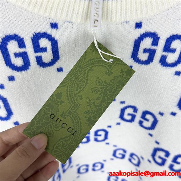 GUCCI GGロゴ グッチ コピー 総柄ニット アイボリー 人気 上品 存在感