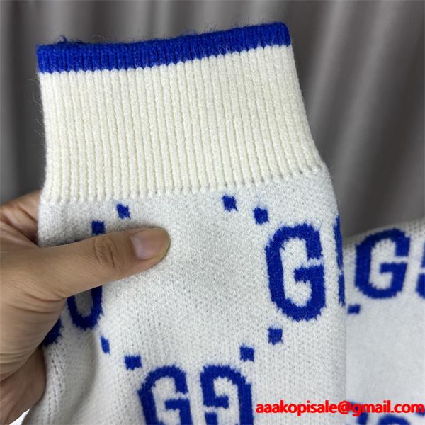 GUCCI GGロゴ グッチ コピー 総柄ニット アイボリー 人気 上品 存在感