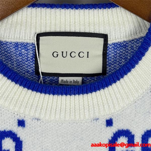GUCCI GGロゴ グッチ コピー 総柄ニット アイボリー 人気 上品 存在感