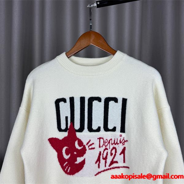 グッチ コピー GUCCI ロゴニット ブラック 注目 モード 個性 セーター