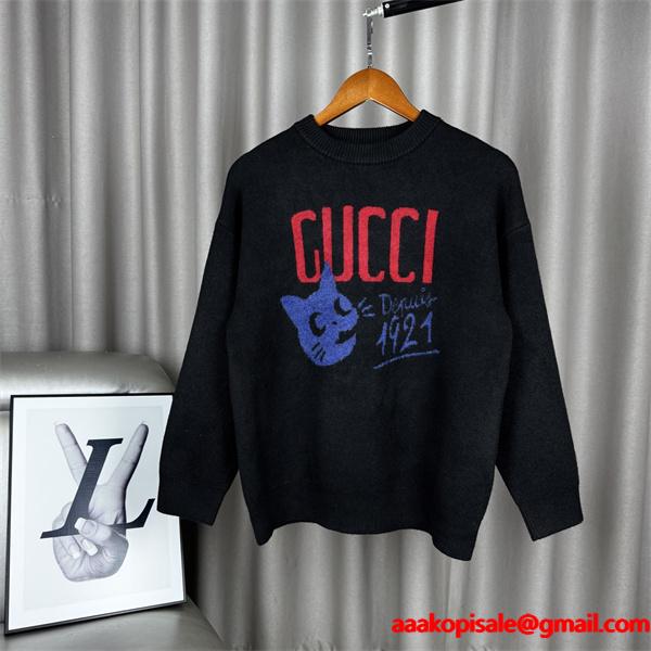 グッチ コピー GUCCI ロゴニット ブラック 注目 モード 個性 セーター