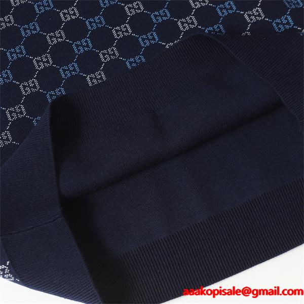 GUCCI GGモノグラム ニット ネイビー 高級 クラシック グッチ コピー