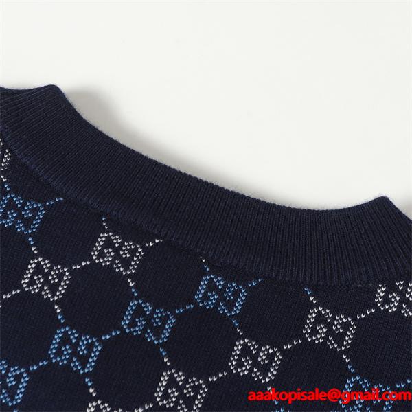 GUCCI GGモノグラム ニット ネイビー 高級 クラシック グッチ コピー