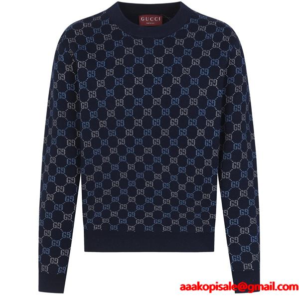 GUCCI GGモノグラム ニット ネイビー 高級 クラシック グッチ コピー
