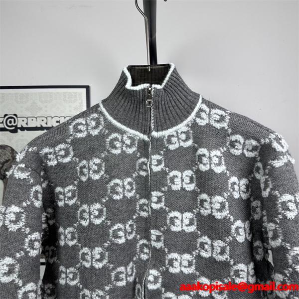 話題 新登場 GUCCI グッチ コピー ジップニット グレー プレミアム