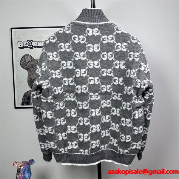 話題 新登場 GUCCI グッチ コピー ジップニット グレー プレミアム