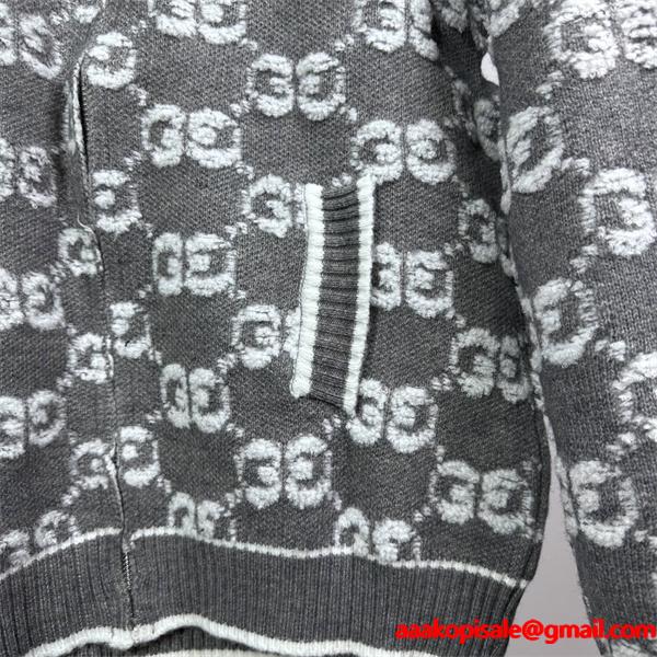 話題 新登場 GUCCI グッチ コピー ジップニット グレー プレミアム