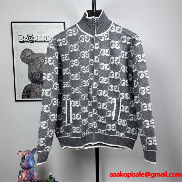 話題 新登場 GUCCI グッチ コピー ジップニット グレー プレミアム