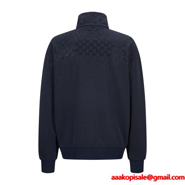 売れ筋 おすすめ GUCCI ジップアップ ジャケット ネイビー  グッチ コピー