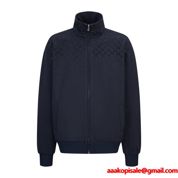 売れ筋 おすすめ GUCCI ジップアップ ジャケット ネイビー  グッチ コピー
