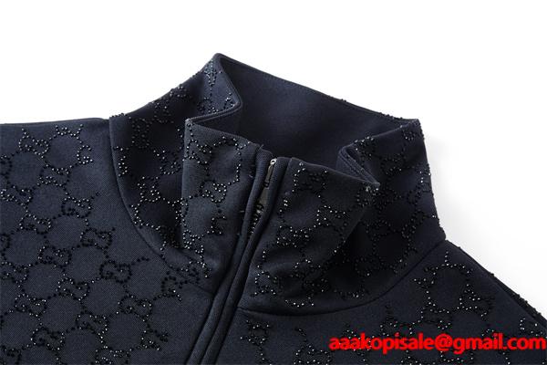 売れ筋 おすすめ GUCCI ジップアップ ジャケット ネイビー  グッチ コピー