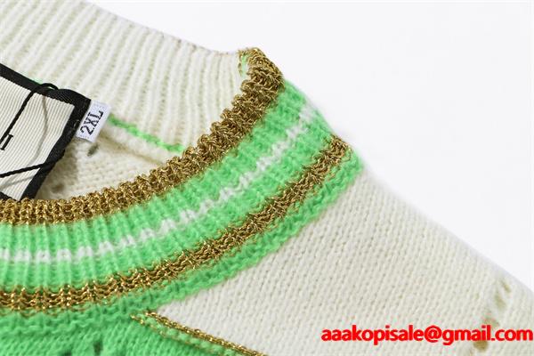  新作 注目 グッチ コピー GUCCI ボーダーニット レッド ホワイト お洒落 