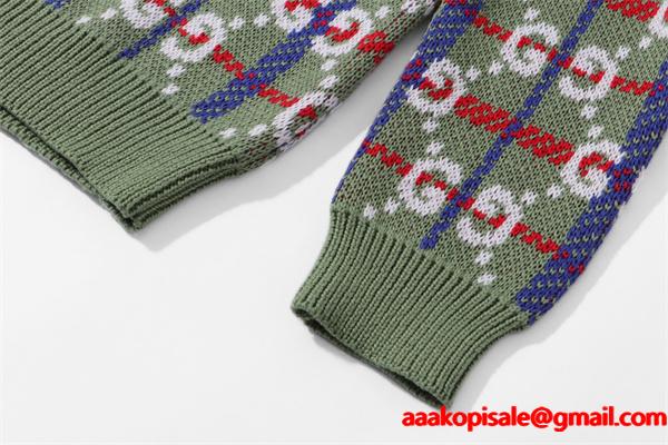 希少 入手困難 GUCCI GGチェック ニット グリーン グッチ コピー