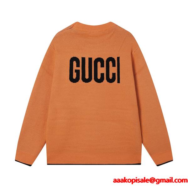  GUCCI 当店イチオシニット オレンジ インパクト大 遊び心 グッチ コピー