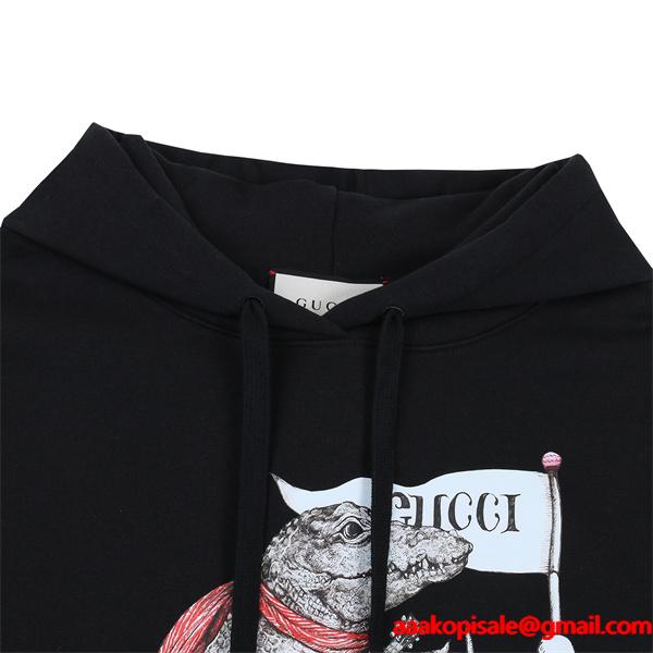 プリント パーカー ブラック ユーモラス 印象的 ストーリー GUCCI グッチ コピー
