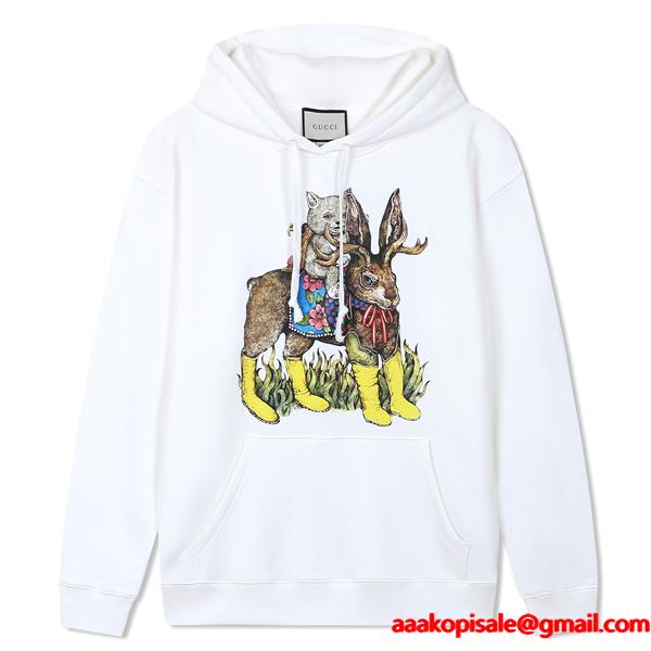 GUCCI グッチ コピー アートモチーフ パーカー ホワイト 温もり 個性的 ナチュラル