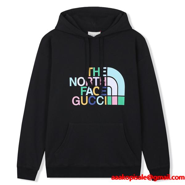 コラボロゴ パーカー ブラック 鮮やか 目立つ コレクター向け The North Face*GUCCI グッチ コピー