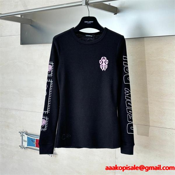 CHROME HEARTS クロムハーツ コピー ロングスリーブ ニット ブラック シャープ 2026新作定番
