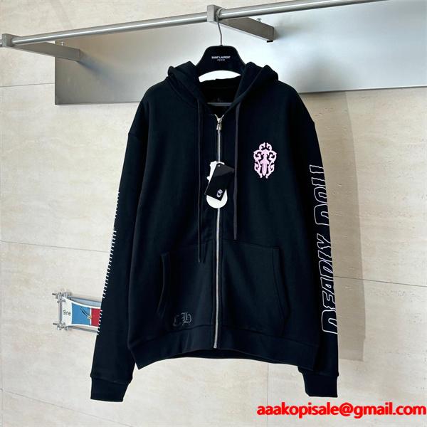 ジップ パーカー ブラック 入手困難 快活 モード系 CHROME HEARTS クロムハーツ コピー