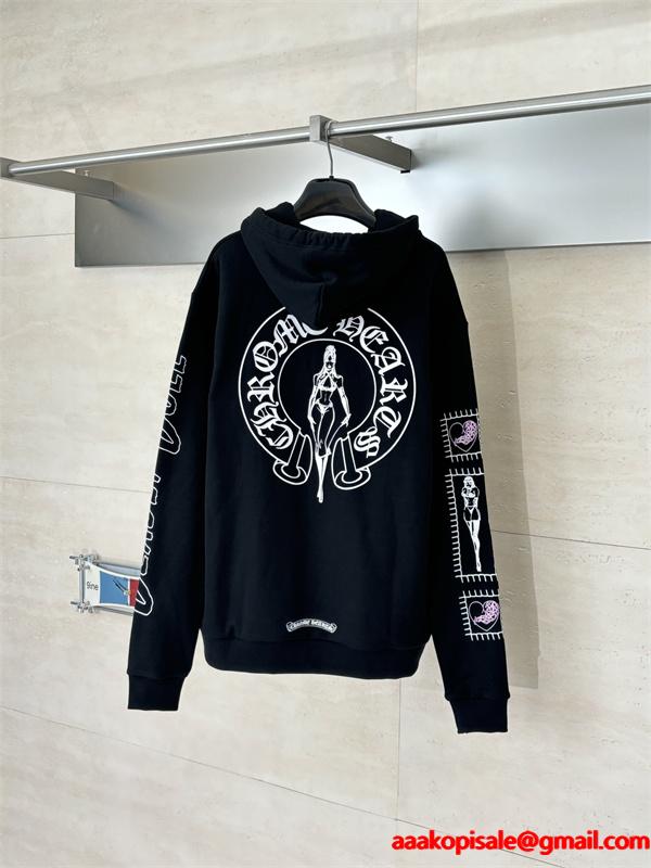 ジップ パーカー ブラック 入手困難 快活 モード系 CHROME HEARTS クロムハーツ コピー