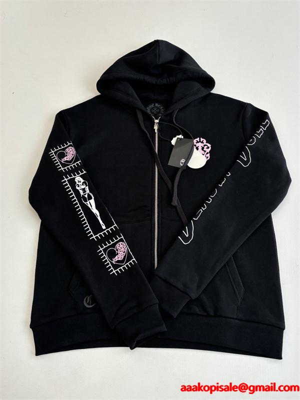 ジップ パーカー ブラック 入手困難 快活 モード系 CHROME HEARTS クロムハーツ コピー