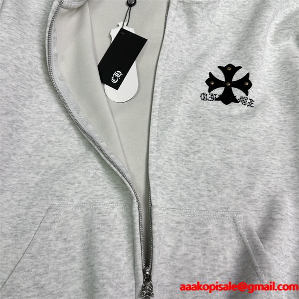 ジップ CHROME HEARTS クロムハーツ コピー パーカー ブラック 控えめ トレンド 売れ筋