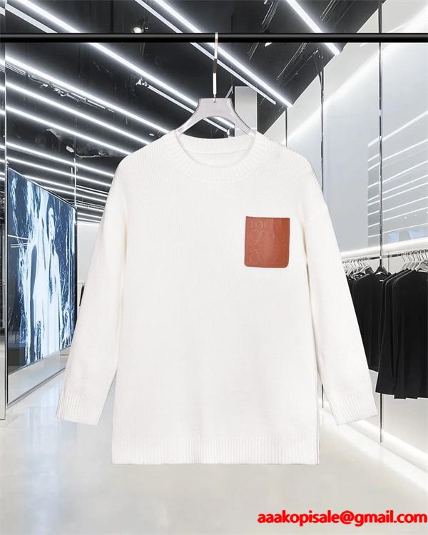 2026新作 ブラック ニット レザーパッチ プレミアム 話題 LOEWE ロエベ スーパーコピー