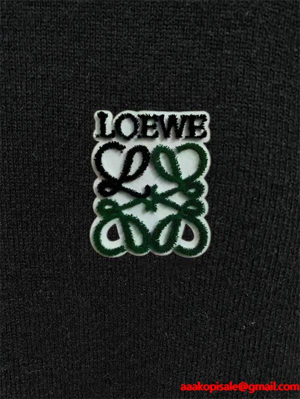 2026新作コーデ ブラック LOEWE ロエベ コピー ニット 刺繍ロゴ プレミアム
