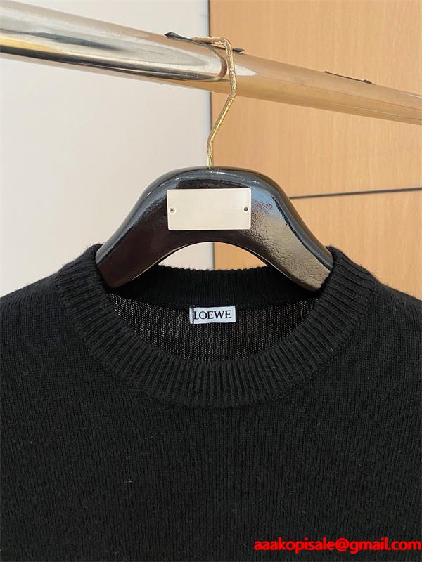 2026新作コーデ ブラック LOEWE ロエベ コピー ニット 刺繍ロゴ プレミアム
