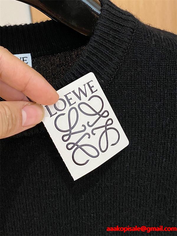 2026新作コーデ ブラック LOEWE ロエベ コピー ニット 刺繍ロゴ プレミアム