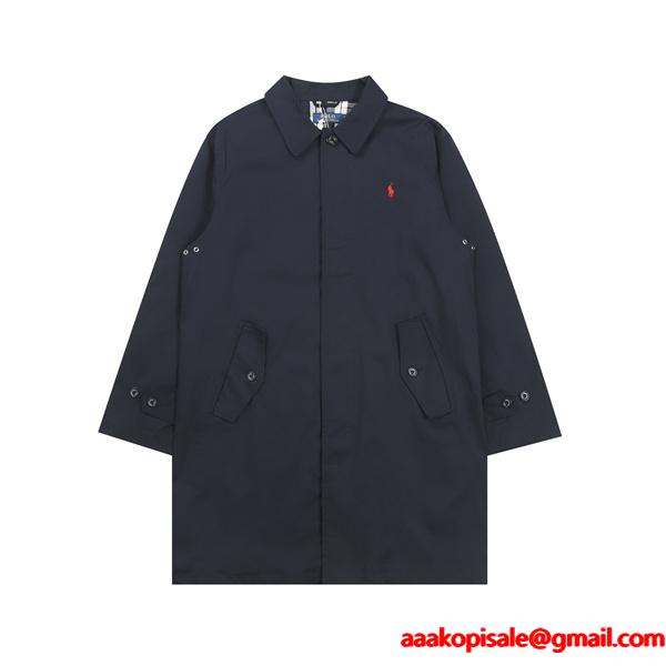 秋冬 ネイビー Polo Ralph Lauren ポロ ラルフローレン コピー コート ミドル丈 ワンポイント刺繍 クラシック