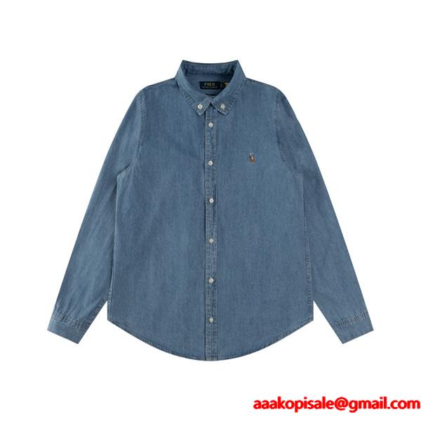 定番人気 デニム シャツ ワンポイント刺繍 プレミアム Polo Ralph Lauren ポロ ラルフローレン コピー