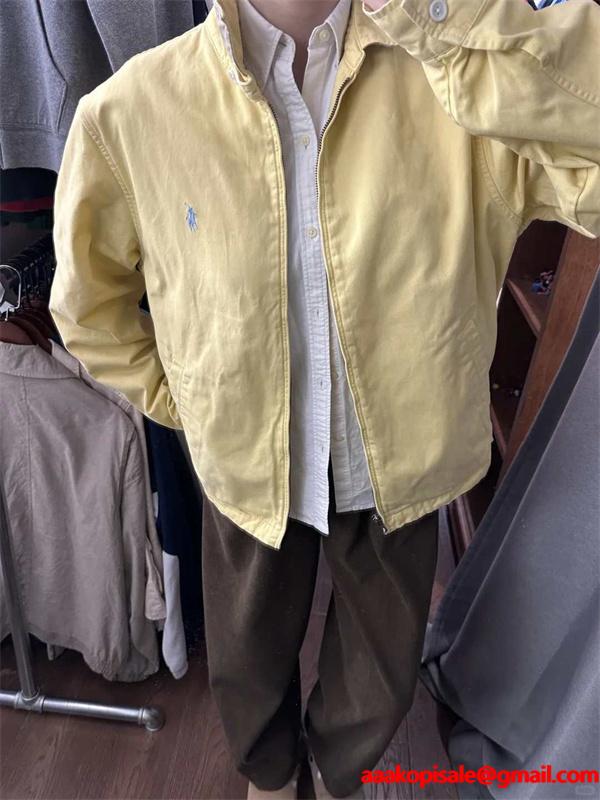Polo Ralph Lauren ポロ ラルフローレン コピー 春夏新作 イエロー ノーカラー ジップブルゾン 軽量 