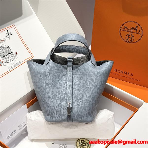 定番☆Hermès picotin 18エルメス ハンドバッグスーパーコピーＮ級品人気blue lin お洒落コーディネート