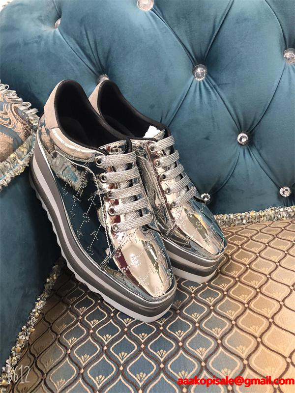 シルバーグリッター STELLA McCARTNEY ステラマッカートニー コピー  厚底スニーカー 大人カジュアル
