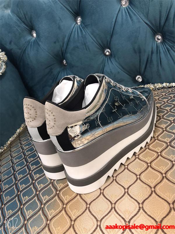 シルバーグリッター STELLA McCARTNEY ステラマッカートニー コピー  厚底スニーカー 大人カジュアル