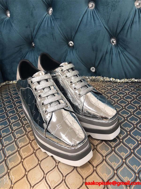 シルバーグリッター STELLA McCARTNEY ステラマッカートニー コピー  厚底スニーカー 大人カジュアル