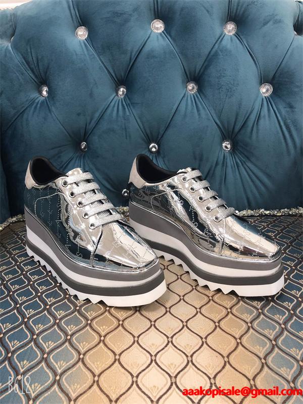 シルバーグリッター STELLA McCARTNEY ステラマッカートニー コピー  厚底スニーカー 大人カジュアル
