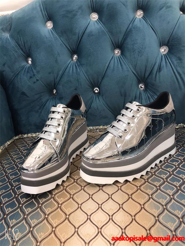 シルバーグリッター STELLA McCARTNEY ステラマッカートニー コピー  厚底スニーカー 大人カジュアル