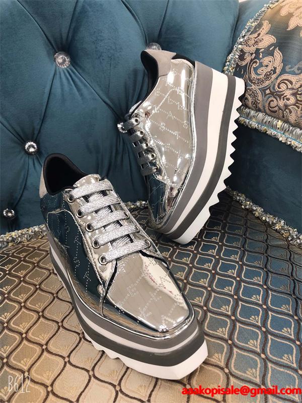 シルバーグリッター STELLA McCARTNEY ステラマッカートニー コピー  厚底スニーカー 大人カジュアル