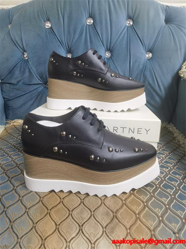 STELLA McCARTNEY ステラマッカートニー コピー 2026新作 厚底レースアップ ブラック モダン クール
