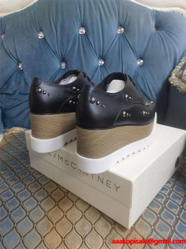 STELLA McCARTNEY ステラマッカートニー コピー 2026新作 厚底レースアップ ブラック モダン クール