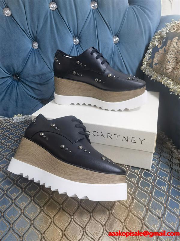 STELLA McCARTNEY ステラマッカートニー コピー 2026新作 厚底レースアップ ブラック モダン クール