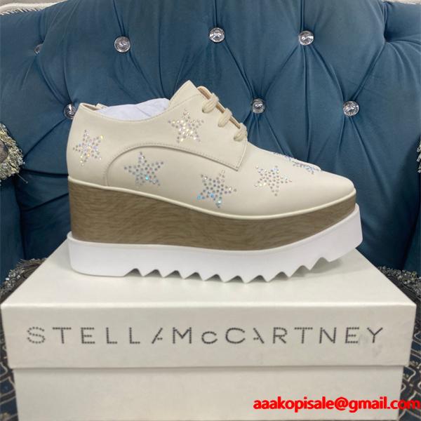 スター装飾 厚底シューズ ホワイト 光沢 新しい スタイル STELLA McCARTNEY ステラマッカートニー コピー