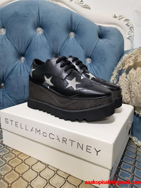 スター装飾 厚底シューズ ブラック クール 個性的 STELLA McCARTNEY ステラマッカートニー コピー