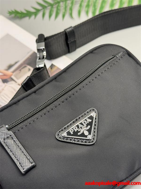 PRADA プラダ コピー コンパクト おしゃれな ウエストポーチ ブラック 人気商品