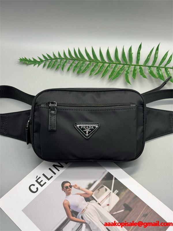PRADA プラダ コピー コンパクト おしゃれな ウエストポーチ ブラック 人気商品