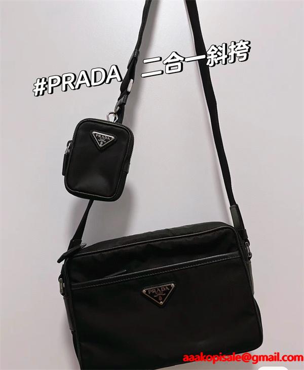 PRADA プラダ コピー 洗練された スタイリッシュな ミニバッグ メンズ ブラック 特選