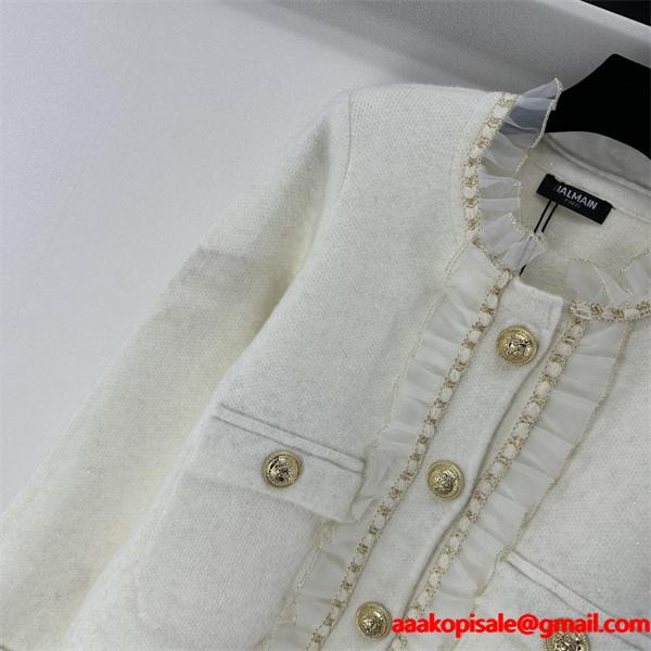 クラシック感 コンパクト BALMAIN バルマン コピー ジャケット 格上げ コーデ