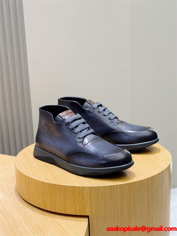 上質レザー レースアップ Berluti ベルルッティ コピー ショートブーツ 重厚感 演出